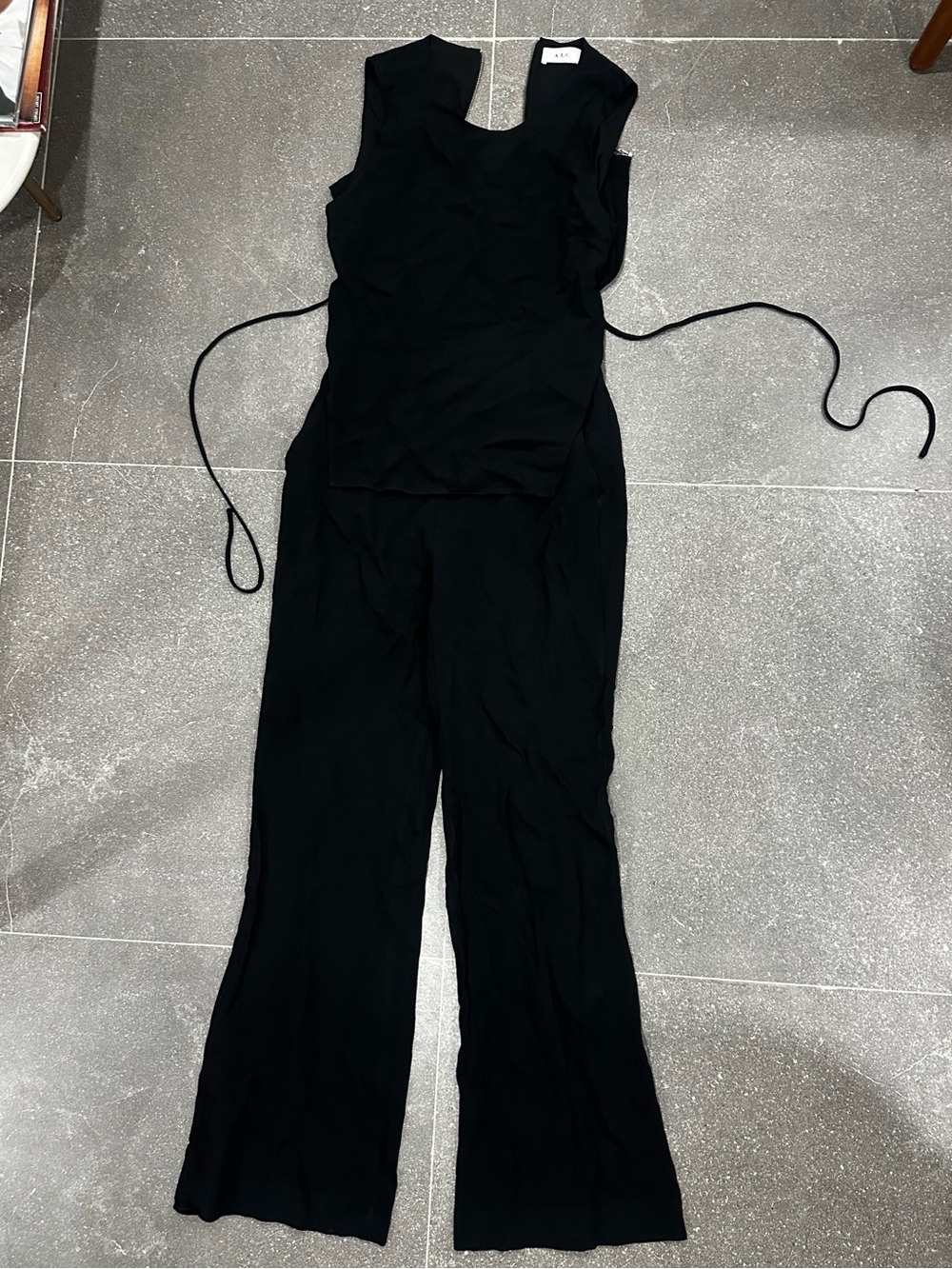 A.L.C. Black Open Back Tie Waist Jumpsuit Size 4